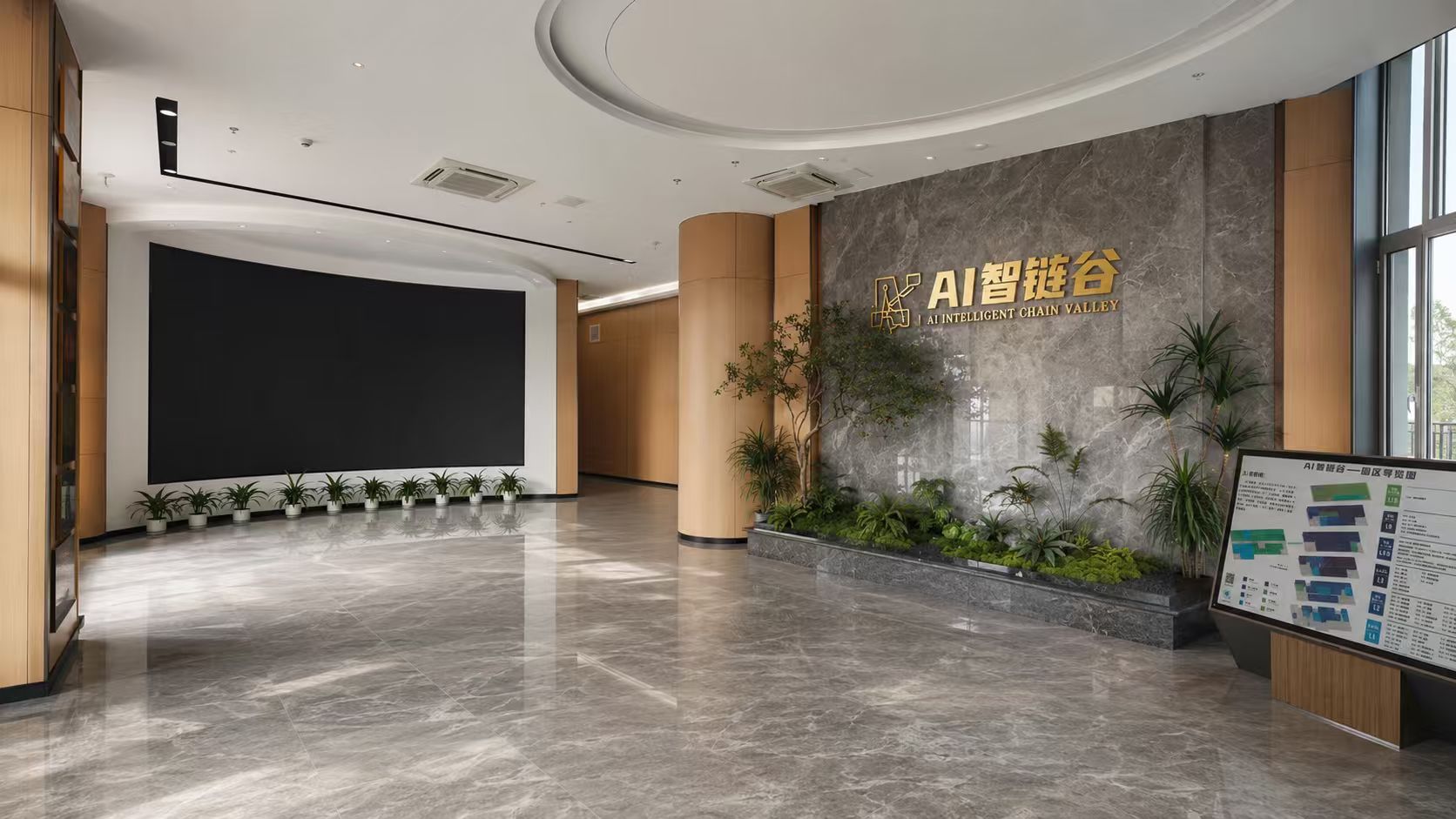 AI智链谷大厅与品牌标识